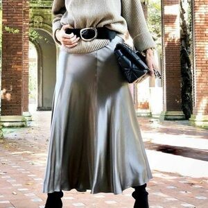 Zara Satin Maxi Skirt in Mink